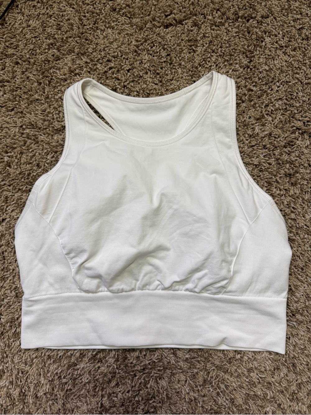 Lululemon White High Neck Sports Bra Crop Top